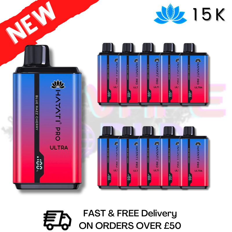 Blue Razz Cherry Hayati Ultra Pro 15000 Puffs 15K Box Of 10
