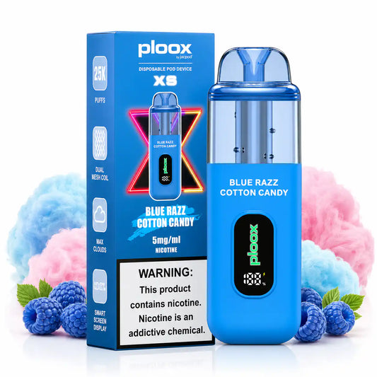Blue Razz Cotton Candy - Ploox XS 25k Disposable E-Hookah