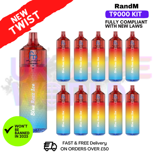Blue Razz ICE Randm T9000 Puffs, 10er-Packung