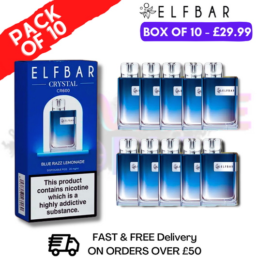 Elf Bar Crystal 600puff - Blue Razz Lemonade Box of 10