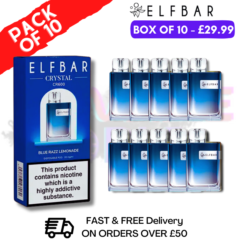 Elf Bar Crystal 600puff - Blaue Himbeerlimonade, 10er-Packung