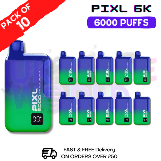 Blue Razz Lemonade Pixl 6000 6K Puff Box mit 10 Stück - NUR 74,99 £