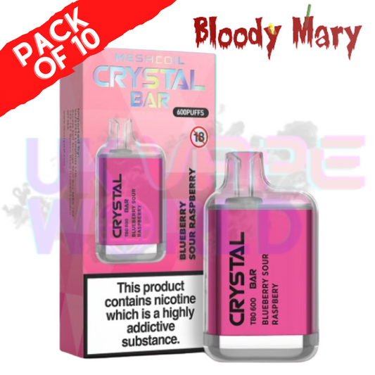 Blau-saure Himbeere – Bloody Mary CRYSTAL 600 Puffs, 10er-Packung