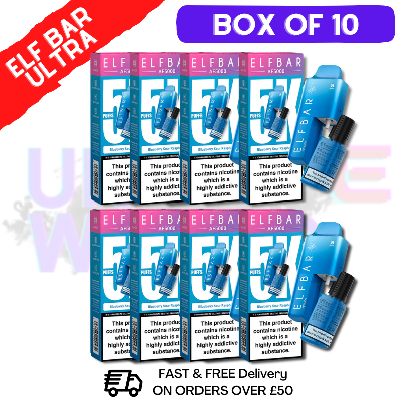 Blaubeer-Sauer-Himbeer-Elf-Riegel, 5000 Puffs, 5K-Riegel, 10er-Packung