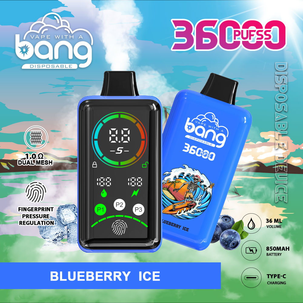 Bang 36000 Power Disposable Vape – 850mAh Battery. 36mL E-Liquid. 0% to 5% Nicotine Options 12 Flavors