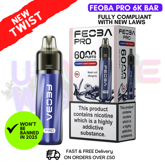 Blueberry Cherry Cranberry Feoba Pro 6000 6K Puff Pod Kit