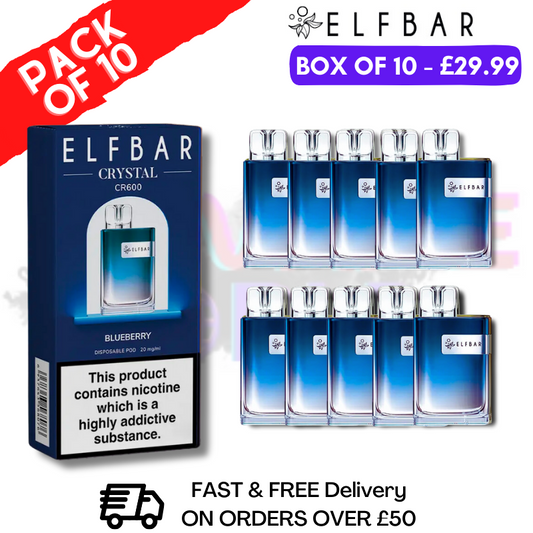 Elf Bar Crystal 600puff - Blueberry Box of 10
