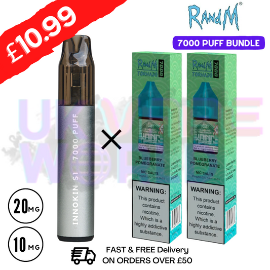 Blaubeere-Granatapfel - RandM Tornado 7000 Puffs (Nachfüllpackung) Set
