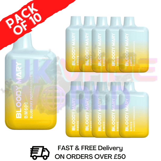 Blauer Granatapfel – Bloody Mary 600 Puffs, 10er-Packung