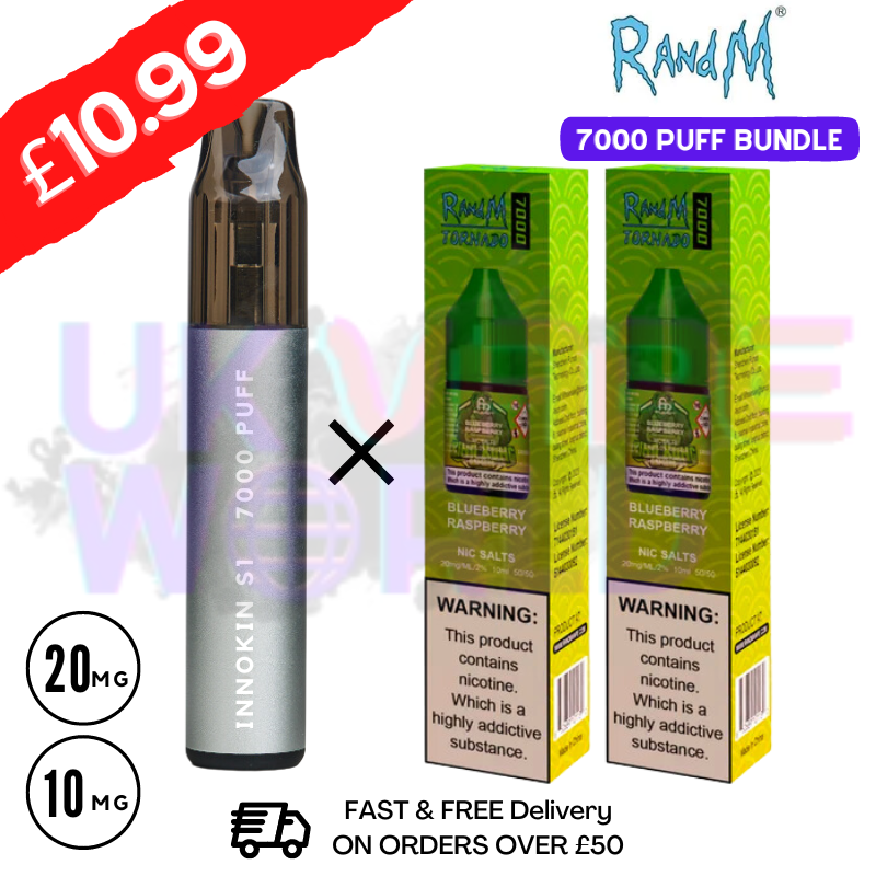 Blaubeere-Himbeere - RandM Tornado 7000 Puffs (Nachfüllpackung) Set