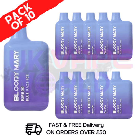 Blue Razz ICE - Bloody Mary 600 Puffs, 10er-Packung