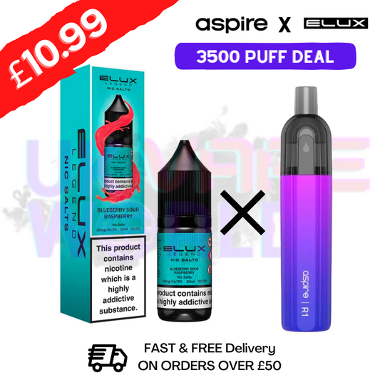 Blueberry SOUR Raspberry ELUX LEGEND Salt 3500pumps x Aspire Einweg-Set