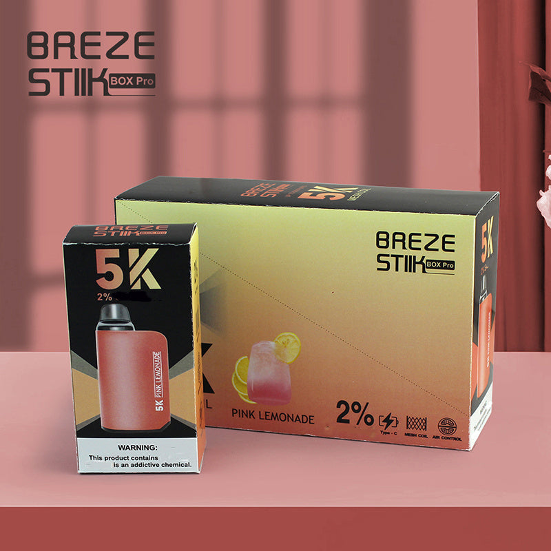Breze Stiik Box Pro 5000 Puffs Vape Disposable Airflow Adjustable Electronic Cigarettes Puff 5k 2% 5% Prefilled Pod