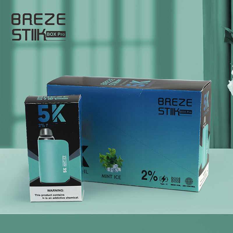 Breze Stiik Box Pro 5000 Puffs – 12ml Prefilled Pod. Mesh Coil. Adjustable Airflow. 950mAh Rechargeable Vape