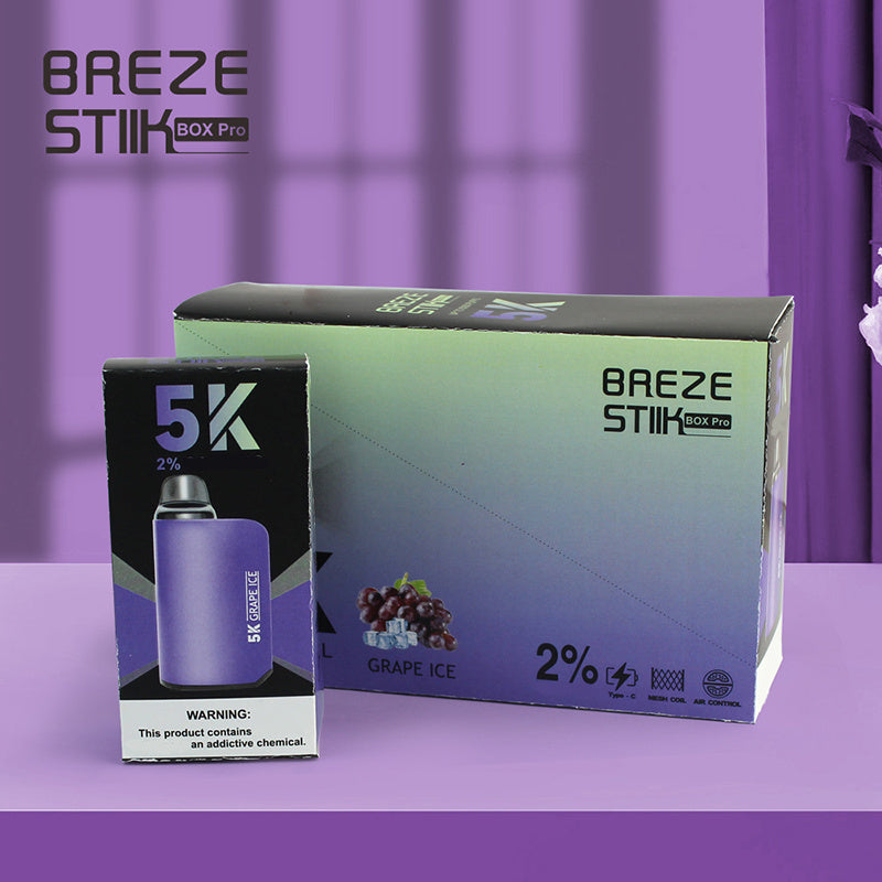 Breze Stiik Box Pro 5000 Puffs – 12ml Prefilled Pod. Mesh Coil. Adjustable Airflow. 950mAh Rechargeable Vape
