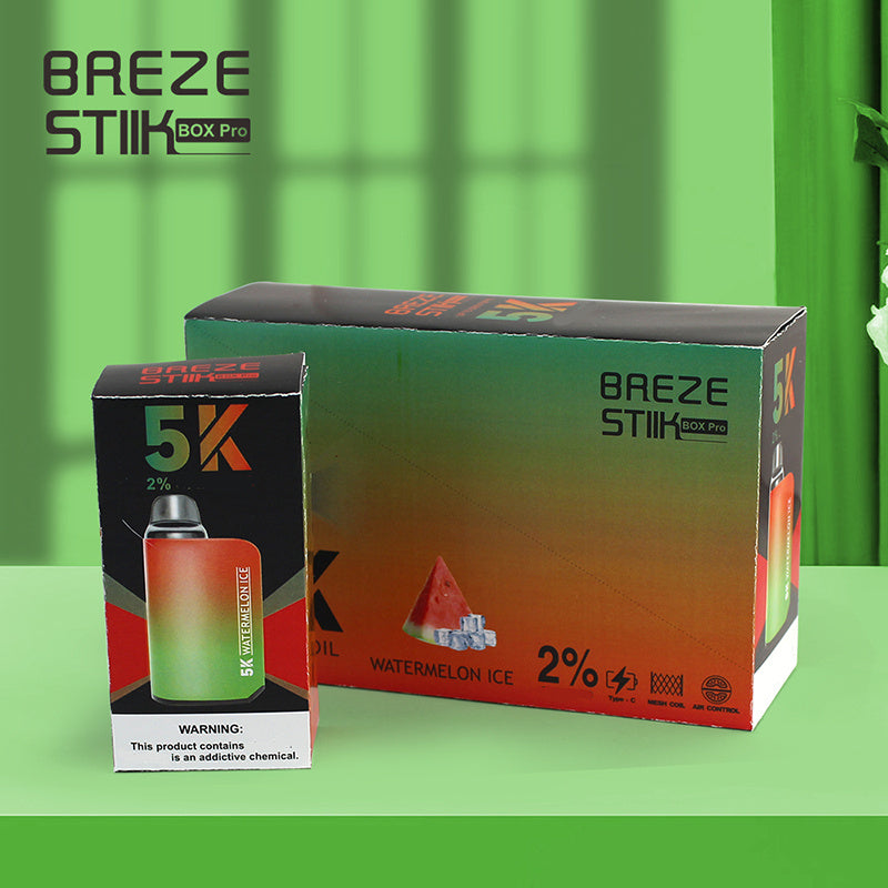 Breze Stik Box Pro 5000 Züge Einweg-E-Zigarette mit 950 mAh Akku, 12 ml vorgefülltem Pod, Mesh-Coil und einstellbarer Luftzufuhr