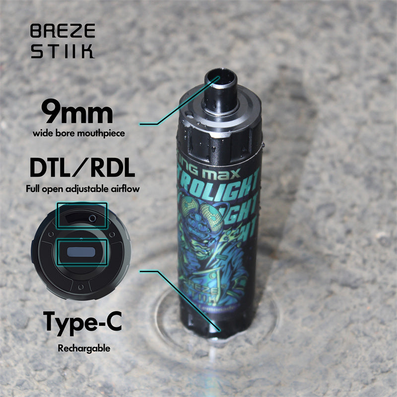 Breze Stiik Kingmax 10000 Puffs Vape Disposable Electronic Cigarettes Puff 20ml Prefilled Pod Mesh Coil Sub-ohm Adjustable Airflow