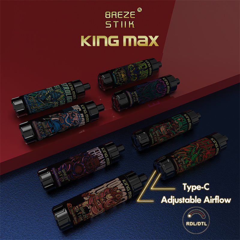 Breze Stiik Kingmax 10000 Puffs Disposable Vape – 20ml. Mesh Coil. Adjustable Airflow