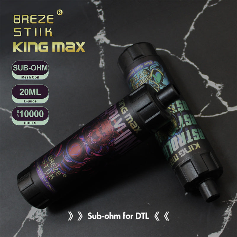 Breze Kingmax 10K Puffs | Sub-Ohm DTL | 20ml 0-5% Nic | 12 Flavors