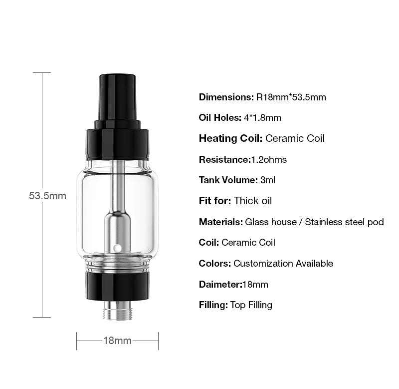 3ml CBD Vape Cartridge&nbsp; Thick Oil Vaporizers Vape Pen Cartridge 510 Thread Atomizer