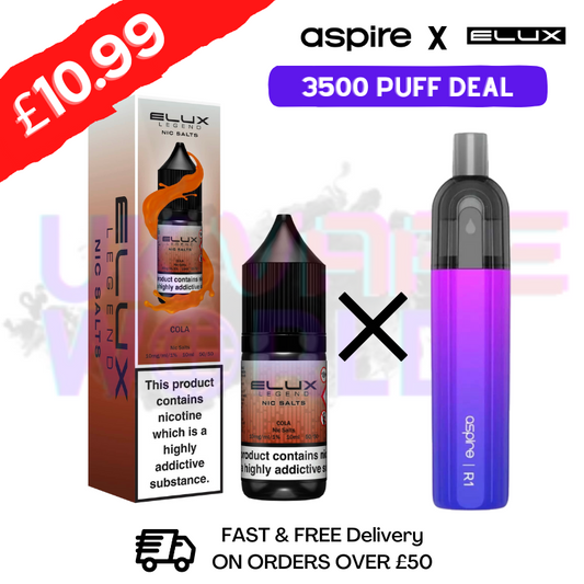 Cola ELUX LEGEND Salt 3500 Züge x Aspire Einwegset