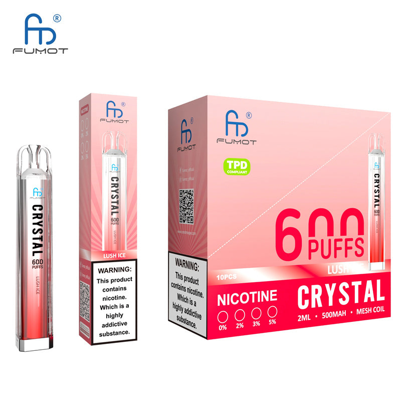 RandM Crystal Einweg-E-Zigarette für 600 Züge – 2 ml, 12 Geschmacksrichtungen, wiederaufladbar 