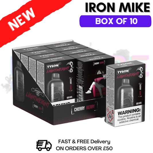 Cherry Berry Tyson 2.0 600puff Vape Kit Pack / Box Of 10 Disposable