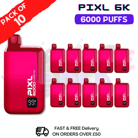 Cherry Ice Pixl 6000 6K Puff Box mit 10 Stück - NUR 74,99 £