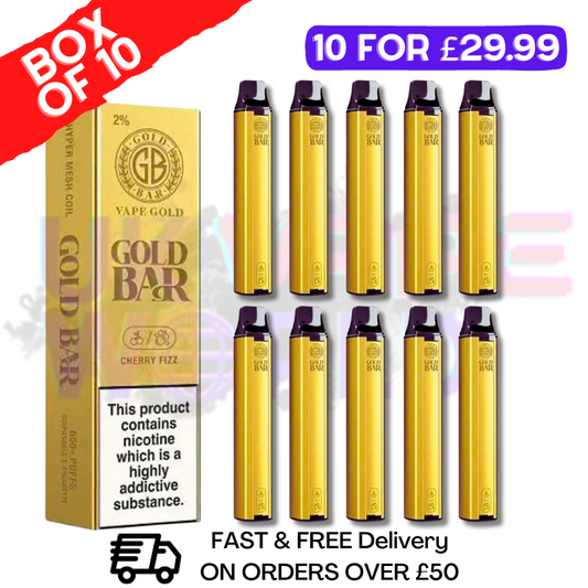 Cherry Fizz - Gold Bar 600 Puffs, 10er-Packung