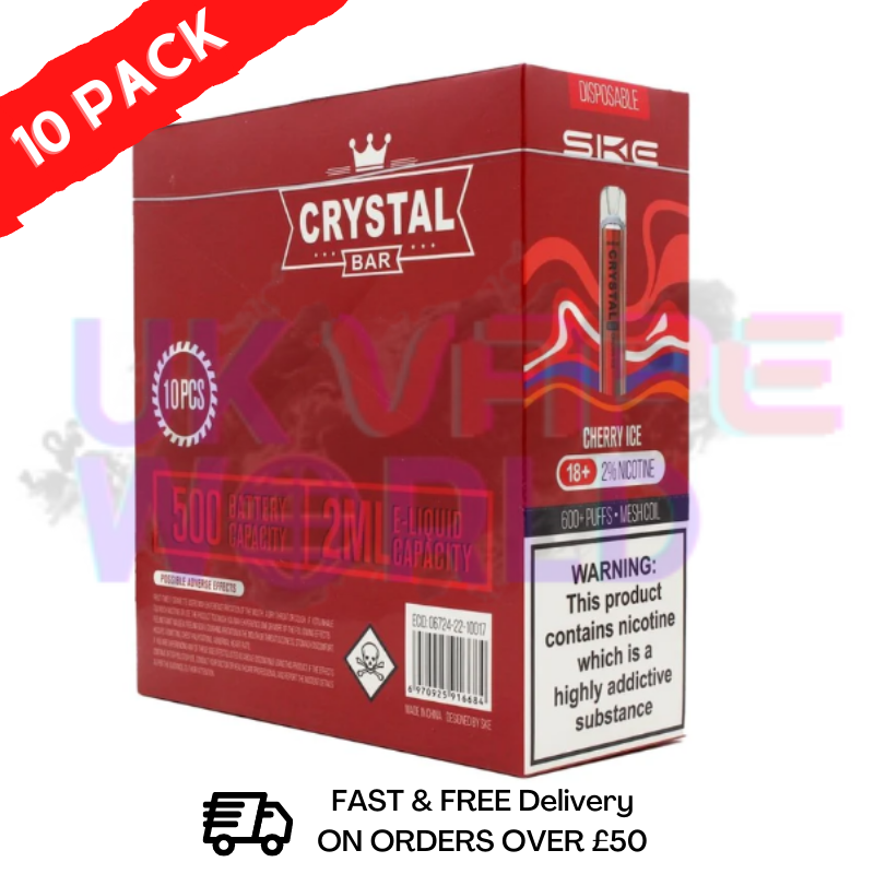 Cherry Ice - Crystal Bar Puffs 600 SKE Schachtel mit 10 Stück - 26,99 £