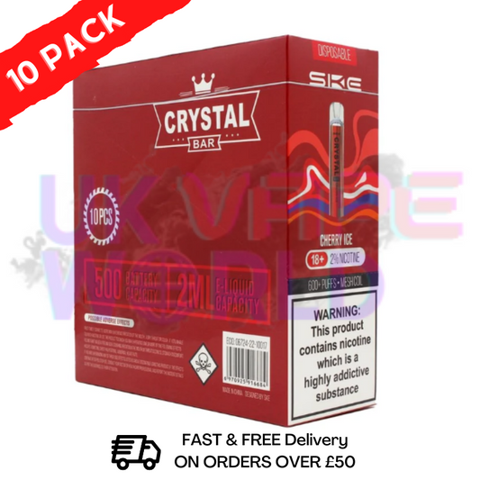 Cherry Ice - Crystal Bar Puffs 600 SKE Schachtel mit 10 Stück - 26,99 £