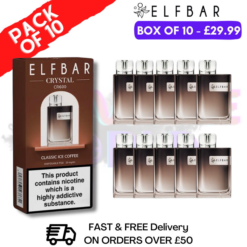 Elf Bar Crystal 600puff - Klassischer Eiskaffee, 10er-Packung