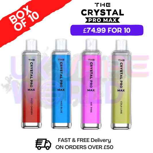 Packung mit 10 Stück – Crystal Pro Max 4000PUFF Bar Einweg-Vape 0 mg