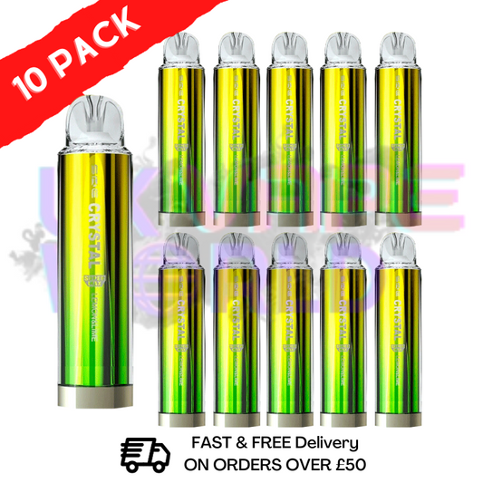 Schachtel mit 10 Lemon Lime Crystal SuperMax 4500 Puff Bars SKE