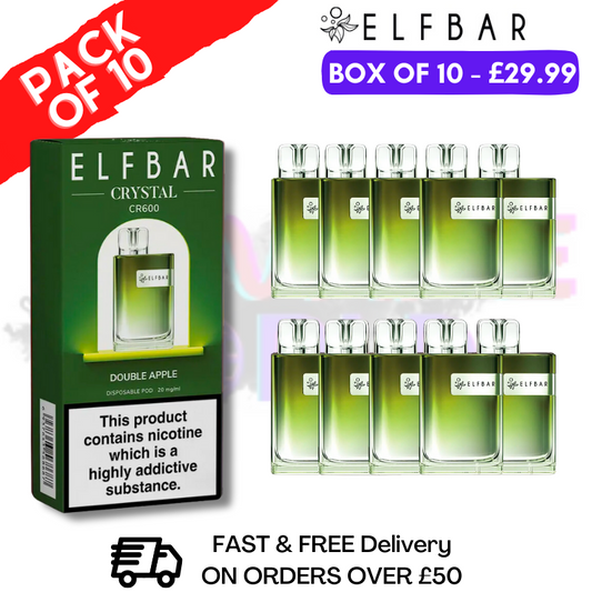 Elf Bar Crystal 600puff - Double Apple Box of 10