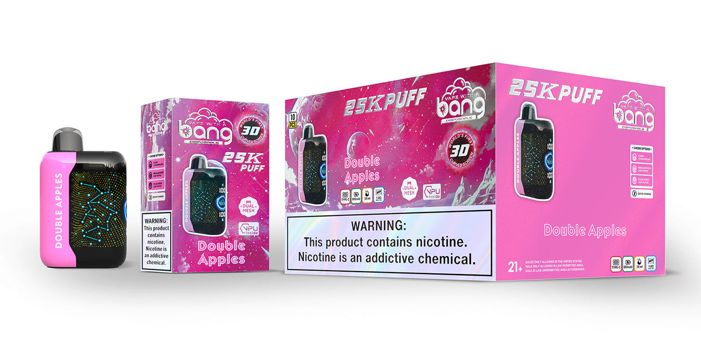 Bang starry 25000 puffs Disposable Vape-850mAh Battery. 30ml E-liquid. Multiple Nicotine 16 Flavors
