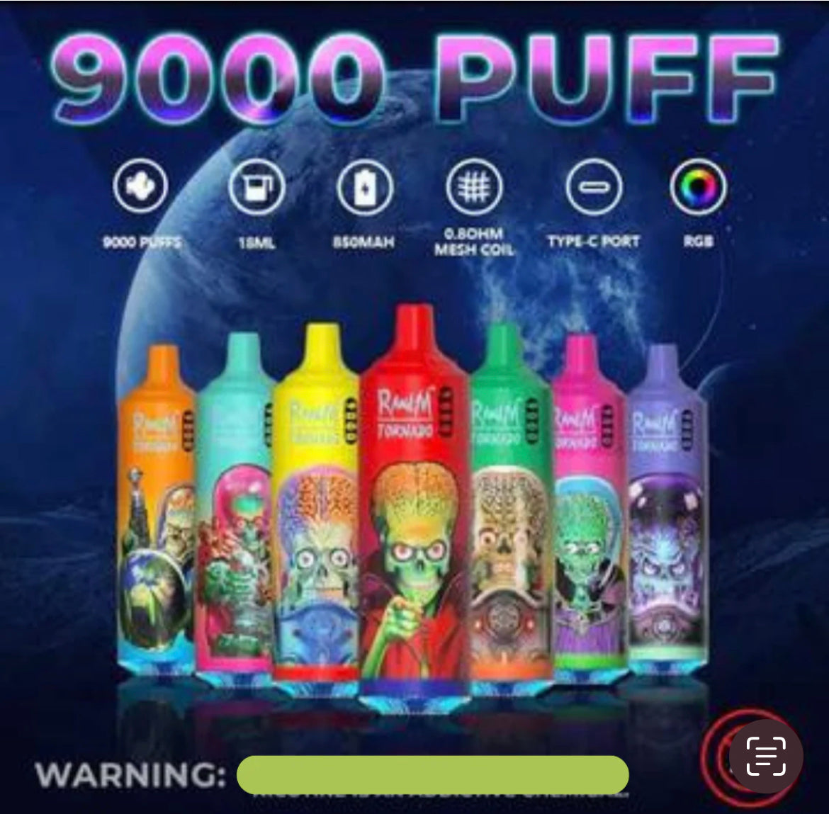 RandM Tornado 9000 Puffs Disposable Vapes - Mix Box Options