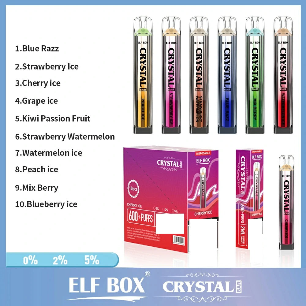 ELF BOX CRYSTAL BAR 600 Puffs Bulk Buy Rechargeable Disposable Vapes Wholesale
