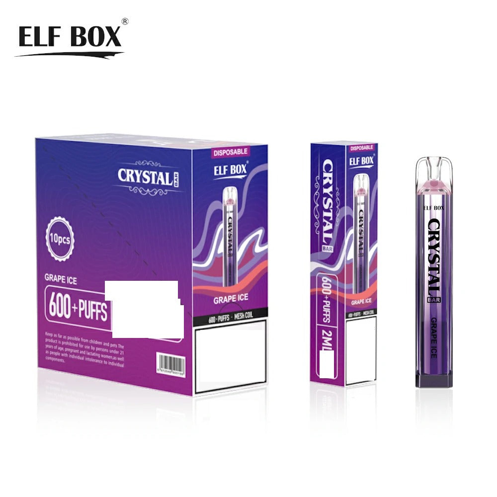ELF BOX CRYSTAL BAR 600 Puffs Bulk Buy Rechargeable Disposable Vapes Wholesale