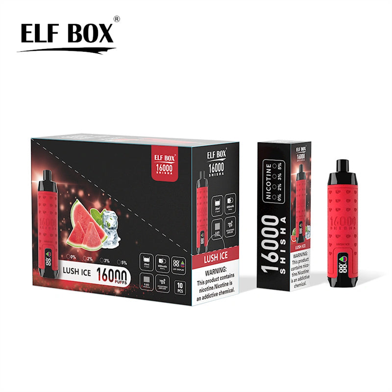 Elf Box Shisha 16000 Puff 16k Bar E Cigarette Disposable Vape With Pen Hookah Led Display Wholesale