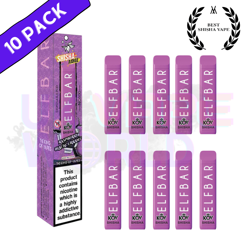 Elf Bar Shisha 600 Züge – Himbeer-Johannisbeere-Geschmack, 10er-Packung