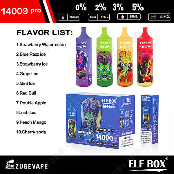 ELF Box Rgb 14000 Puffs Pro Wholesale Vape 25ml  600mah 11 Flavors