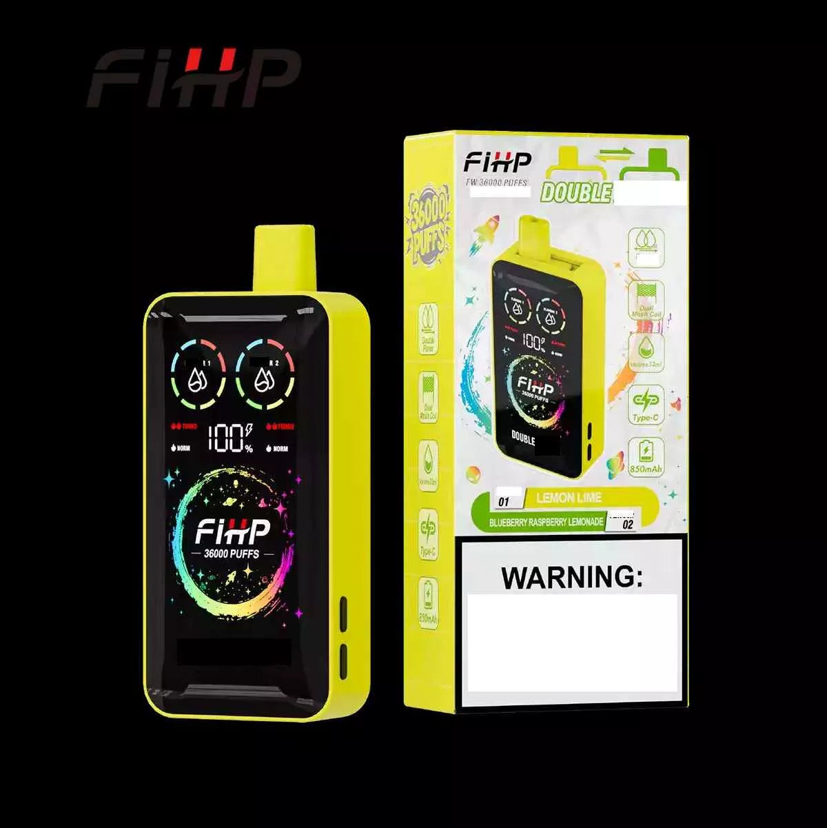 FIHP 36000 36K Puffs Double Tastes Disposable Vape Dual Mesh Coil Full LED Display Wholesale