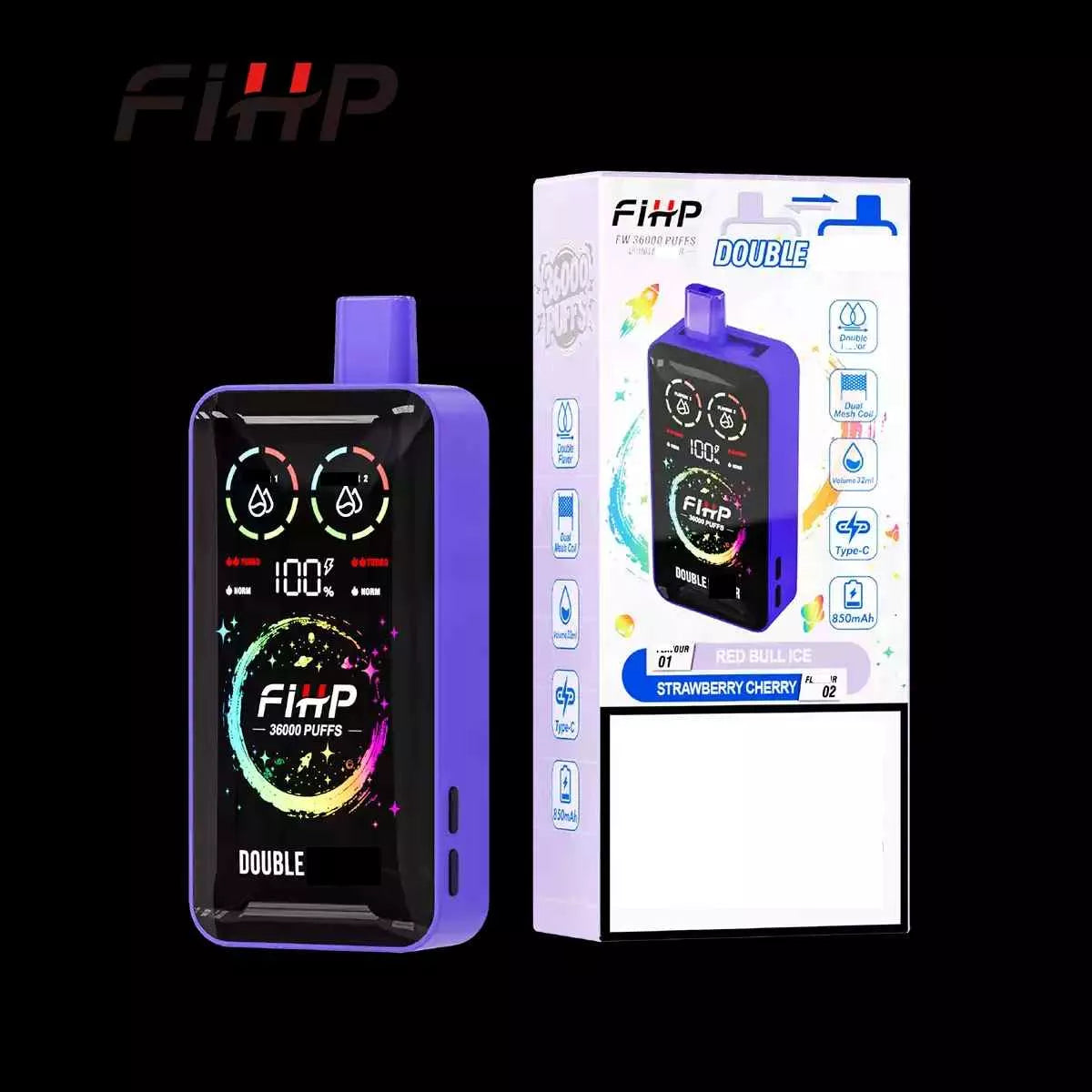 FIHP 36000 36K Puffs Double Tastes Disposable Vape Dual Mesh Coil Full LED Display Wholesale