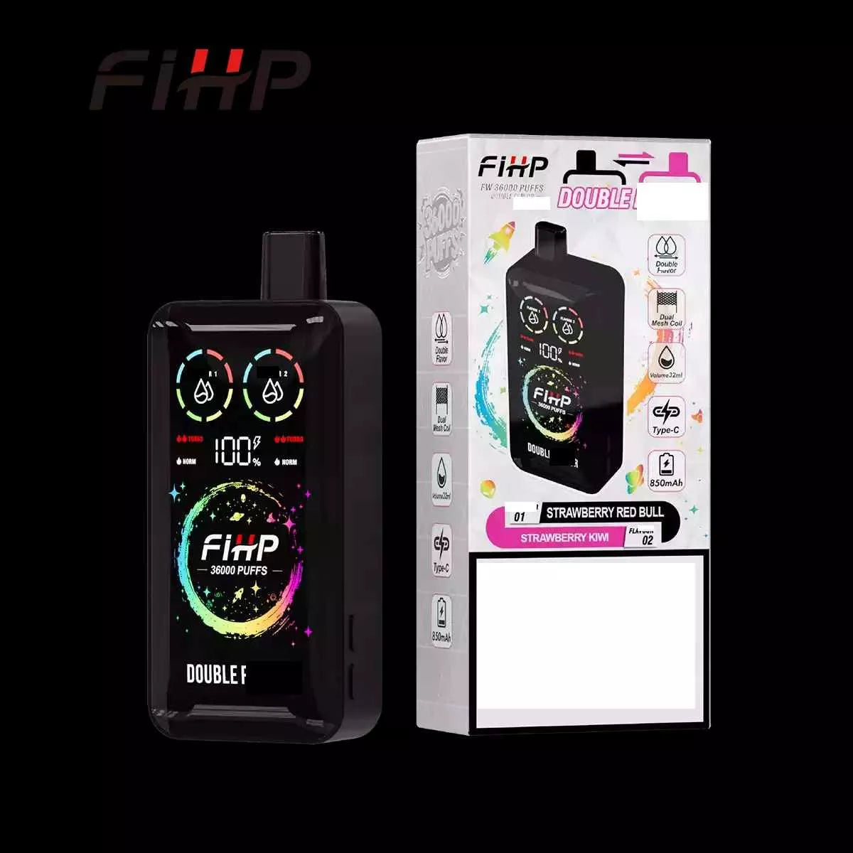 FIHP 36000 36K Puffs Double Tastes Disposable Vape Dual Mesh Coil Full LED Display Wholesale