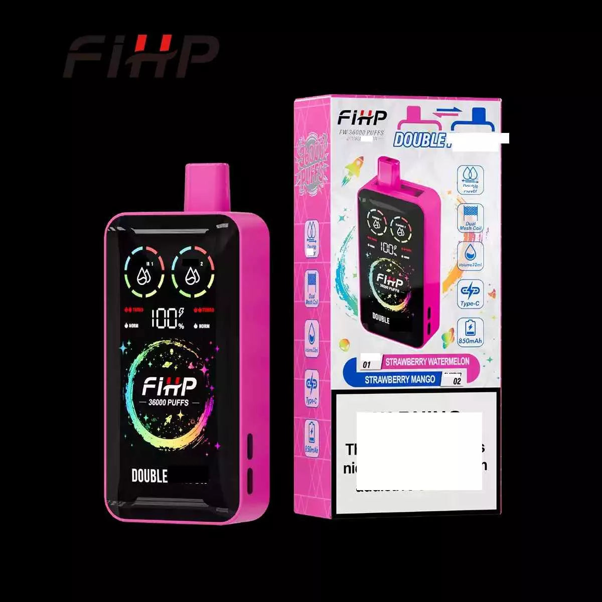 FIHP 36000 36K Puffs Double Tastes Disposable Vape Dual Mesh Coil Full LED Display Wholesale