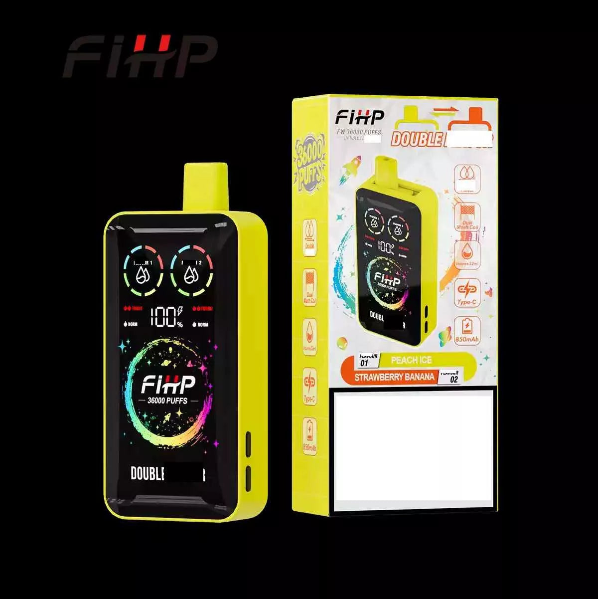 FIHP 36000 36K Puffs Double Tastes Disposable Vape Dual Mesh Coil Full LED Display Wholesale