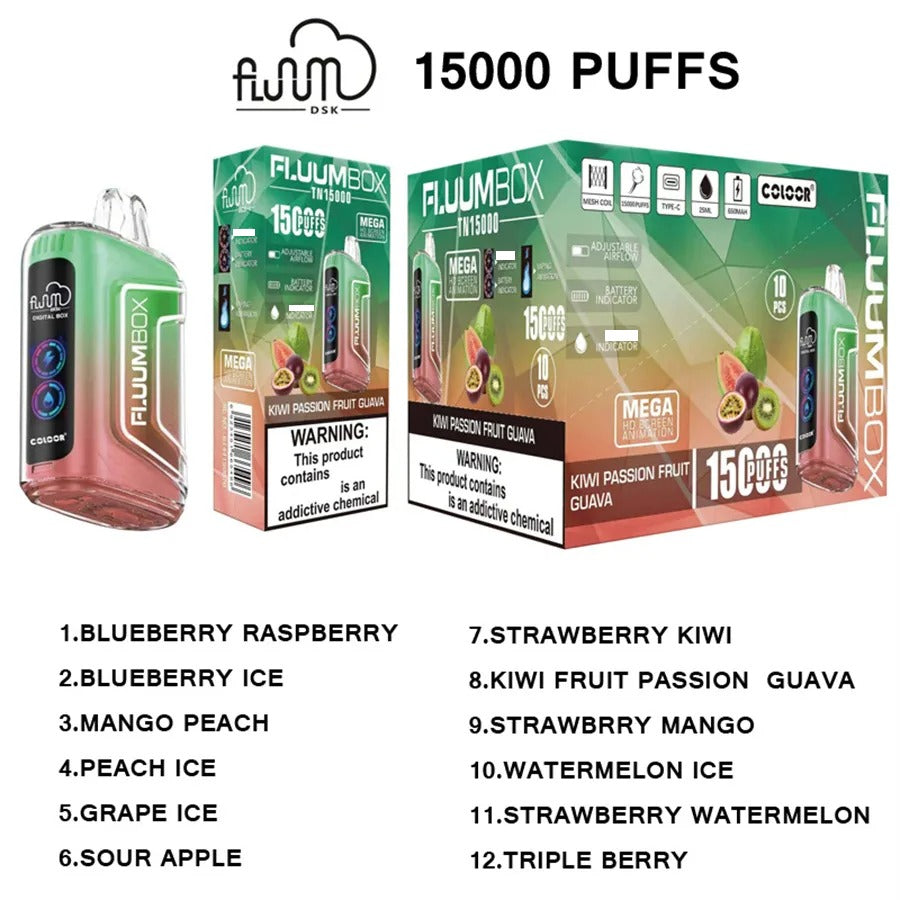 FluuM Digital Box TN 15000 Puffs Rechargeable Disposable Vape Pods E-Cigarette Wholesale