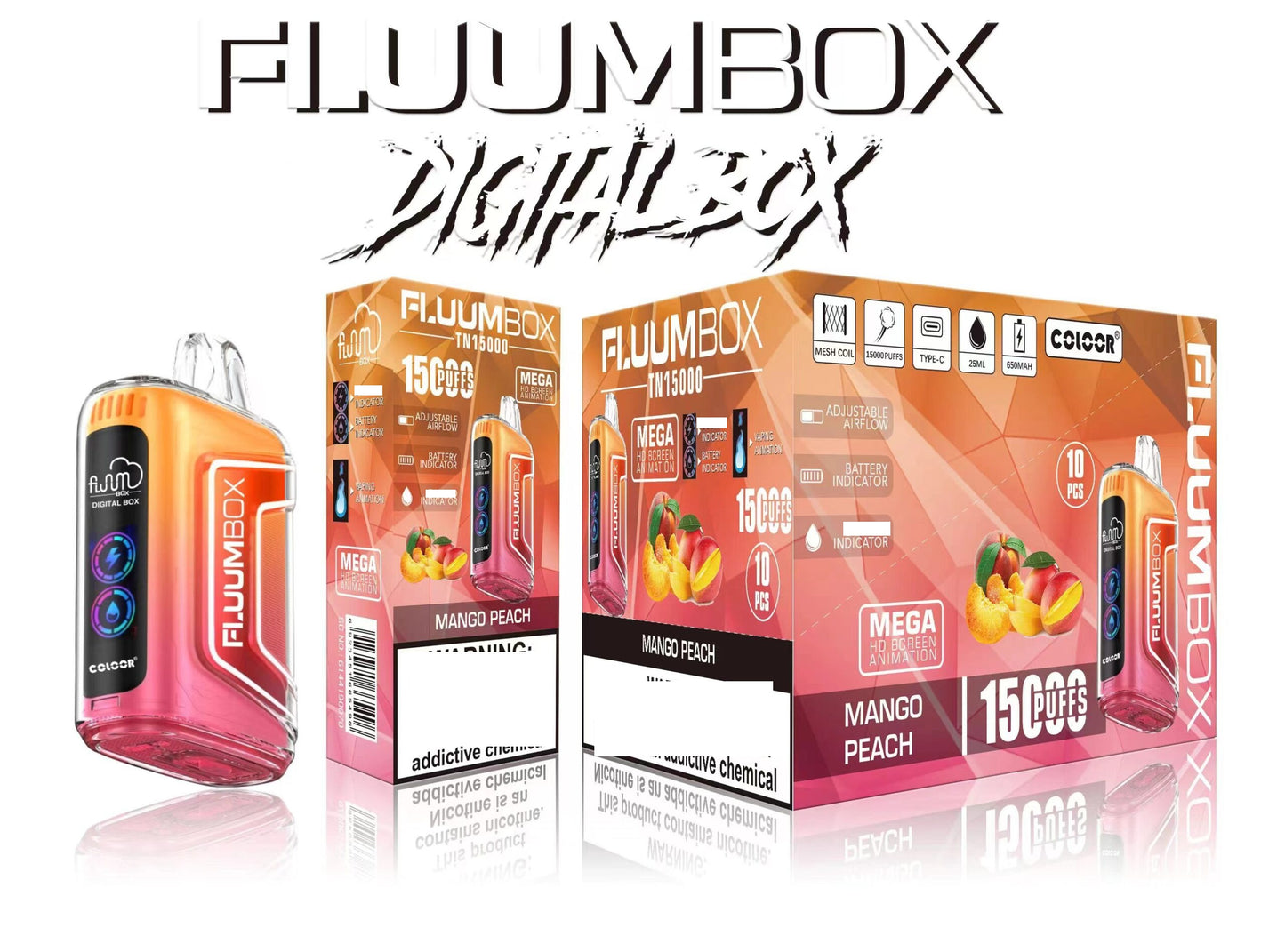 FluuM Digital Box TN 15000 Puffs Rechargeable Disposable Vape Pods E-Cigarette Wholesale