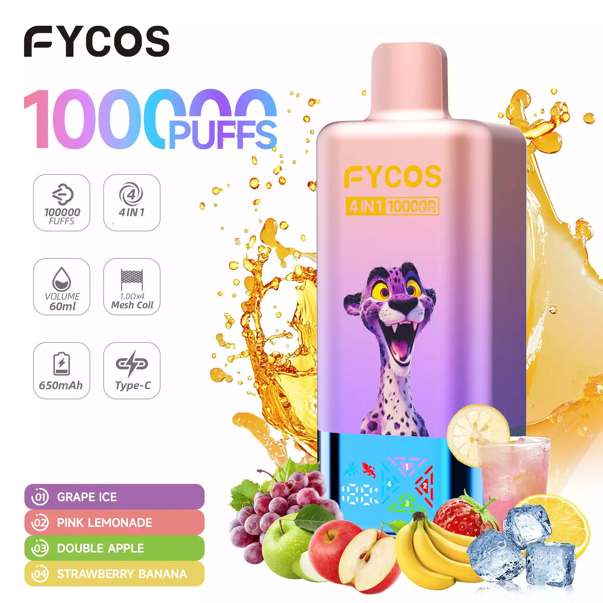 FYCOS 4-IN-1 100K Disposable Vape Wholesale 100000 Puffs Bulk Buy